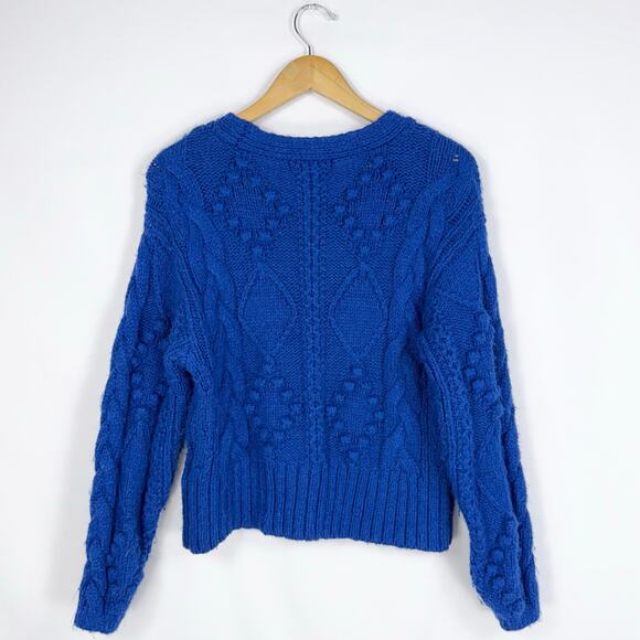 Slate & Willow Women's Bobble Chunky Knit Cardigan Sweater Small Blue - Picture 7 of 14